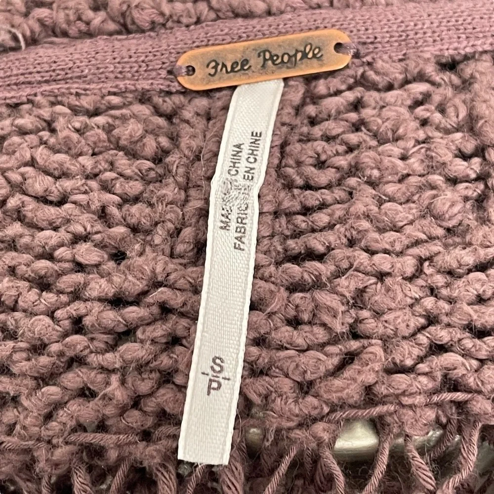 Free People Belong‎ To You Open Knit Sweater In Dark Purple Size Small NWT